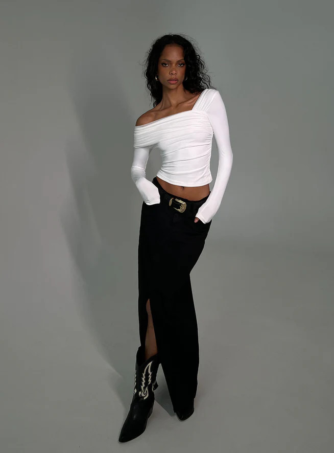 Lynsey Long Sleeve Top White | Princess Polly US