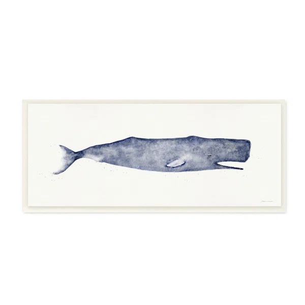 Classic Whale Watercolor Blue Illustration On Canvas by Stephanie Workman Marrott Print | Wayfair North America