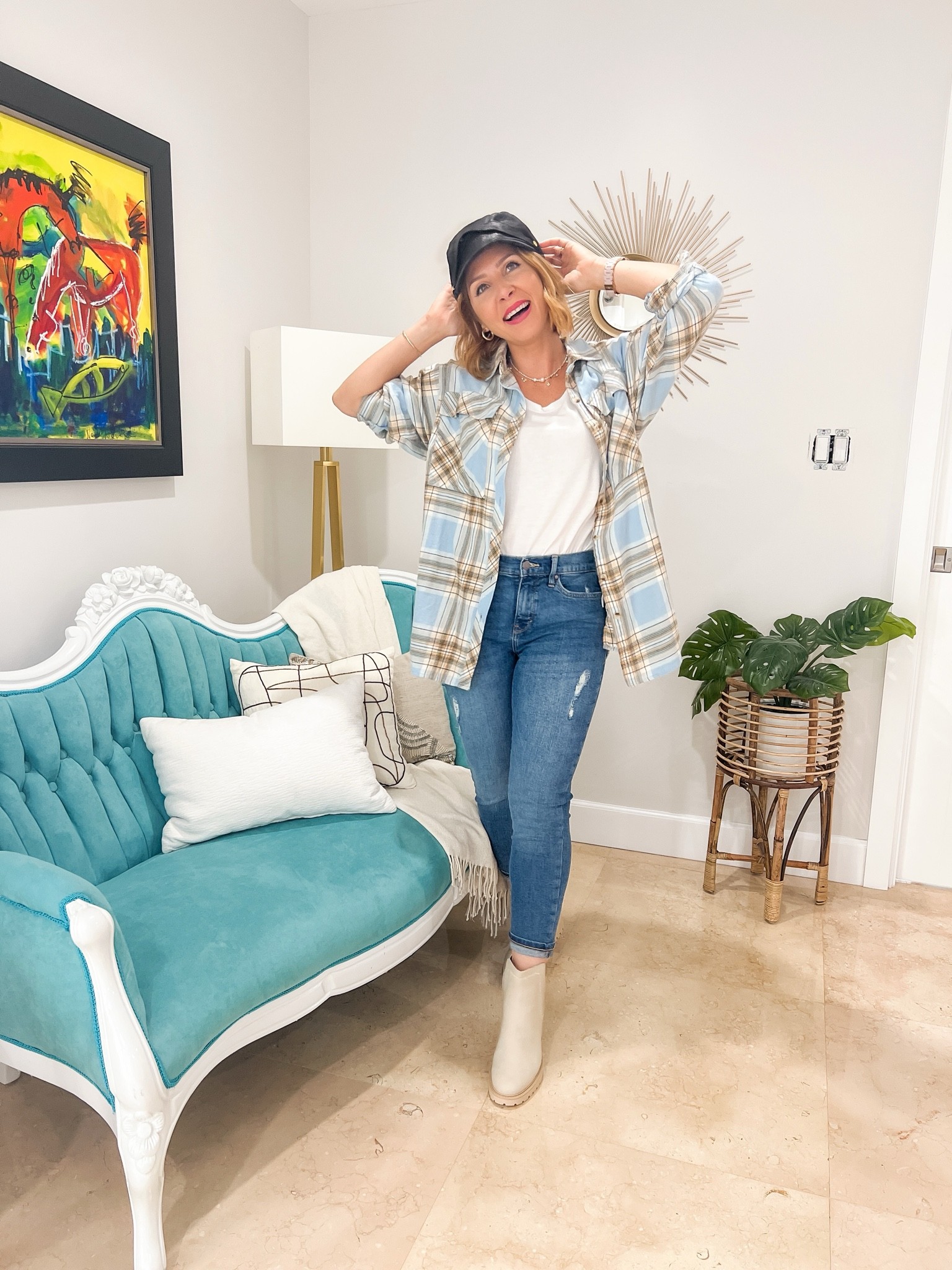 How to style the same basic white tee with 4 different styles of denim