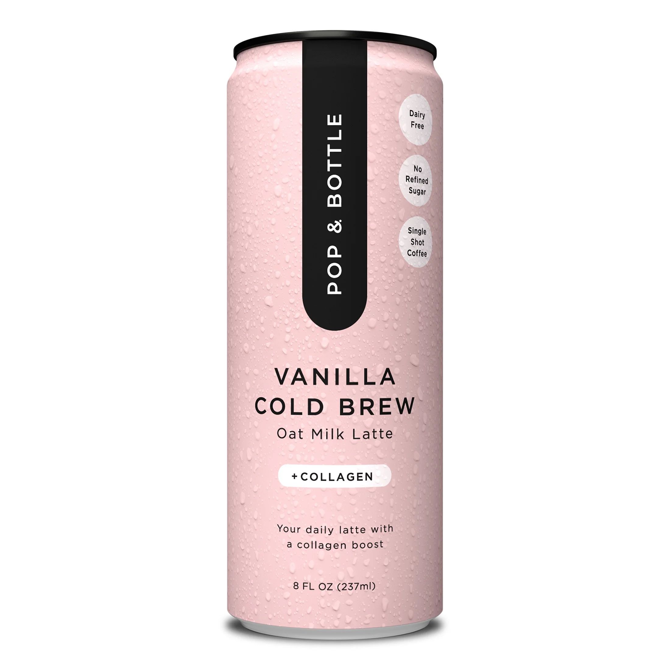 Pop & Bottle Vanilla Oat Milk Latte + Collagen, Organic, 8 Fl oz - Walmart.com | Walmart (US)