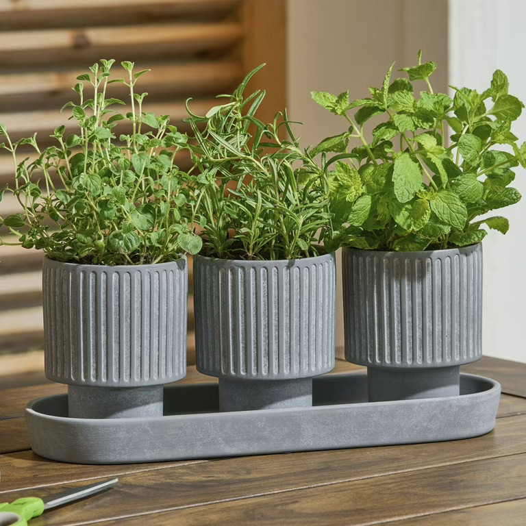 Better Homes & Gardens 4-Piece Ceramic Herb Planter, Gray - Walmart.com | Walmart (US)