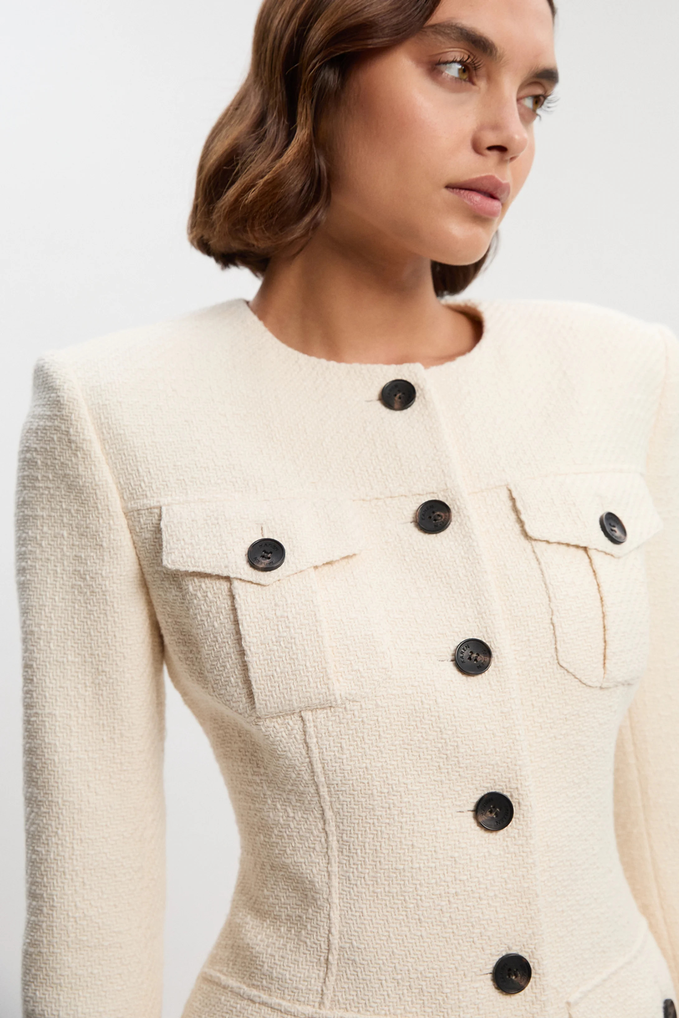 Tailored Pocket Front Midi Dress | Karen Millen UK + IE + DE + NL