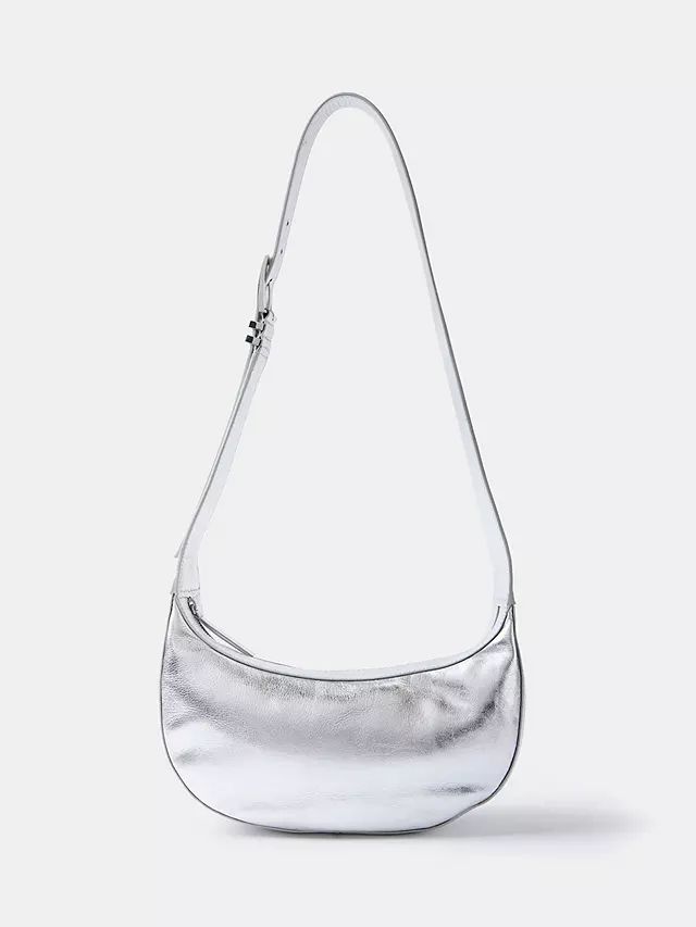 Mint Velvet Leather Swing Bag, Silver | John Lewis (UK)