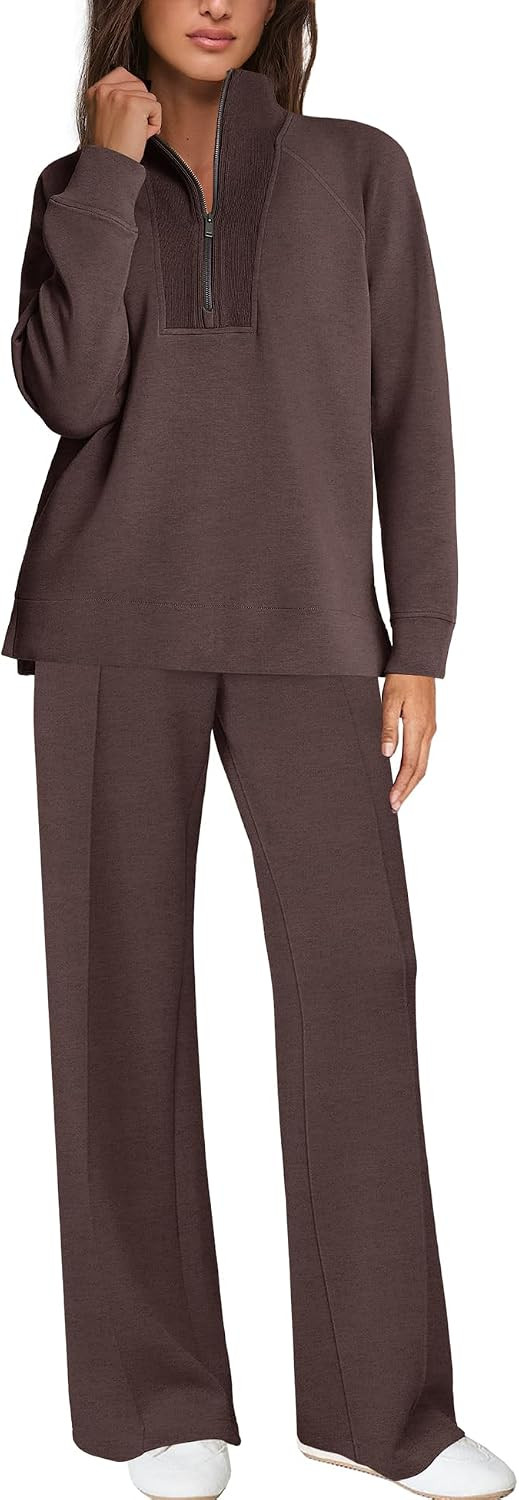 Womens 2 Piece Tracksuit Half Zip Long Sleeve Fall Matching Set | Amazon (US)