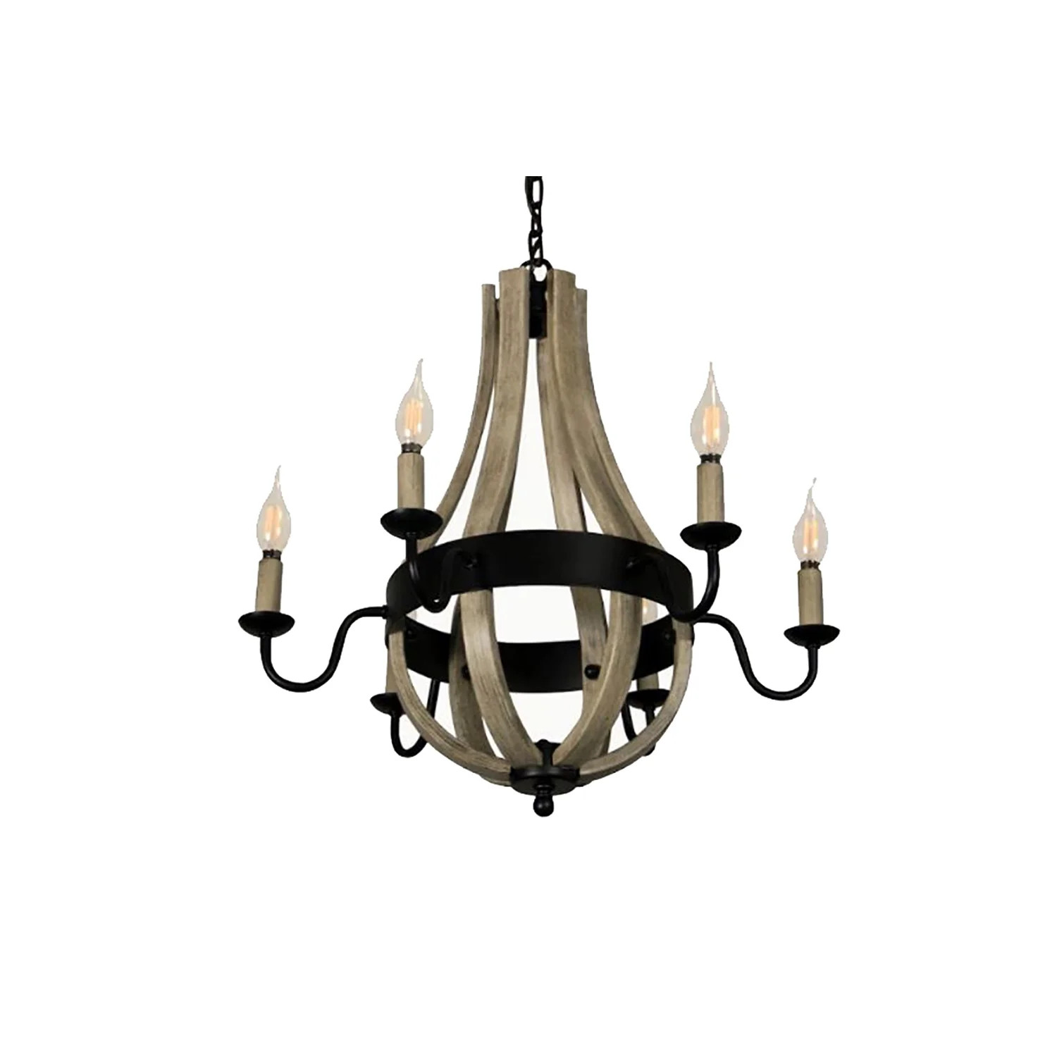 Canyon Home 6 Light Chandelier Tear Drop (Circled) Steel Frame with Wooden Pattern | Dining Room,... | Walmart (US)