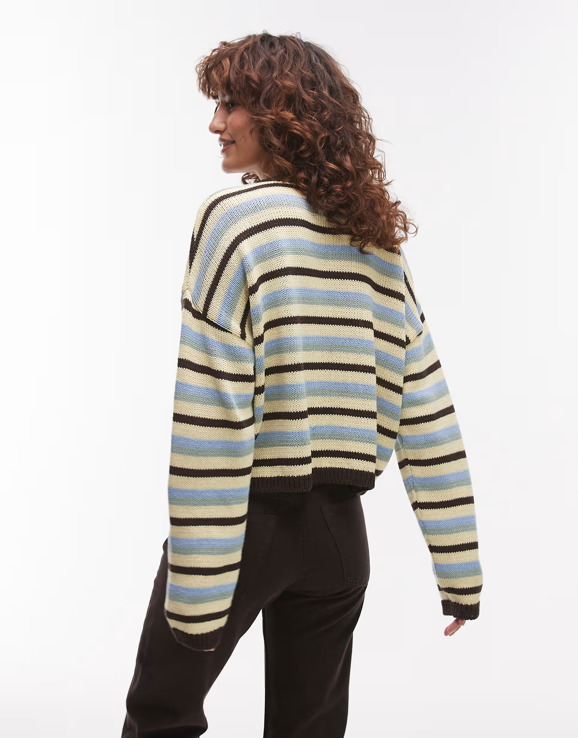 Topshop knitted boxy cardigan in multi stripe | ASOS (Global)