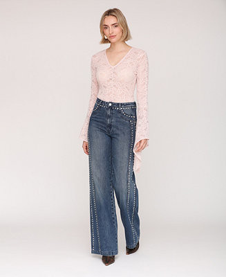 Women's Stud Detail Mid Rise Jeans | Macy's