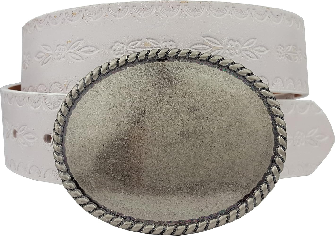 Western Oval Rope Edge Buckle w. matching vintage tooled Belt | Amazon (US)