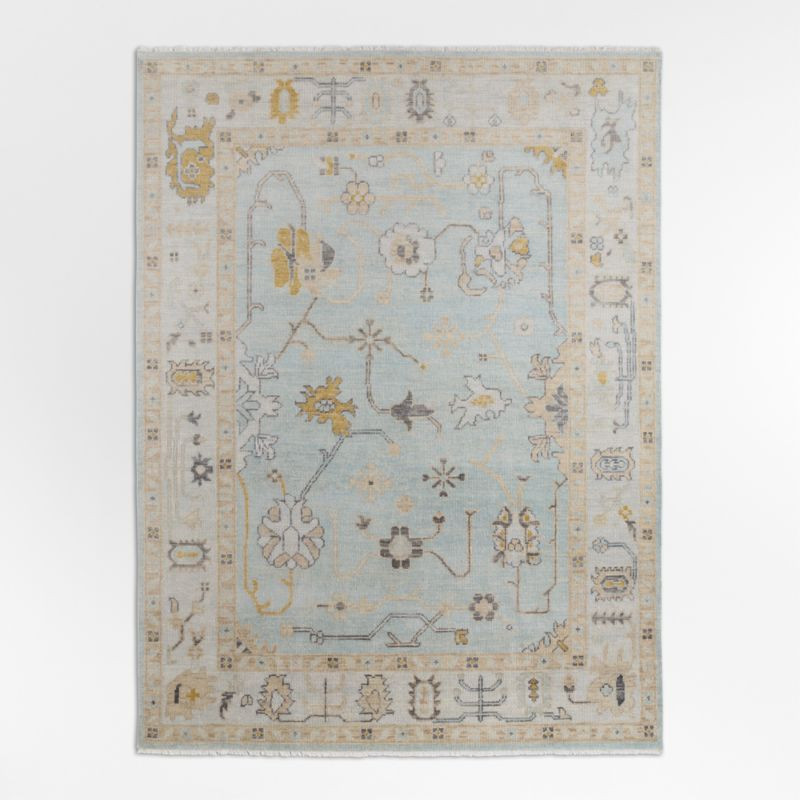 Lisse Wool Traditional Hand-Knotted Blue Area Rug 8'x10' | Crate & Barrel