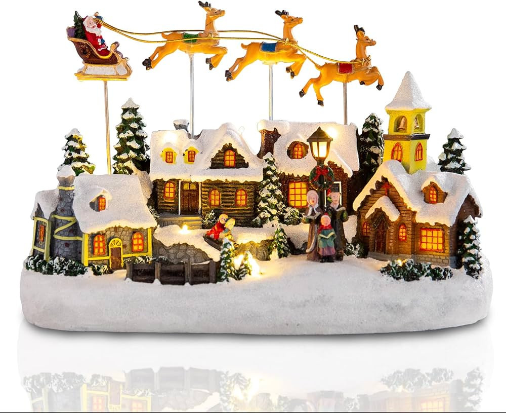 Bdor Christmas Village Lighted Decoration Musical Animated Display Christmas Collectible Santa De... | Amazon (US)