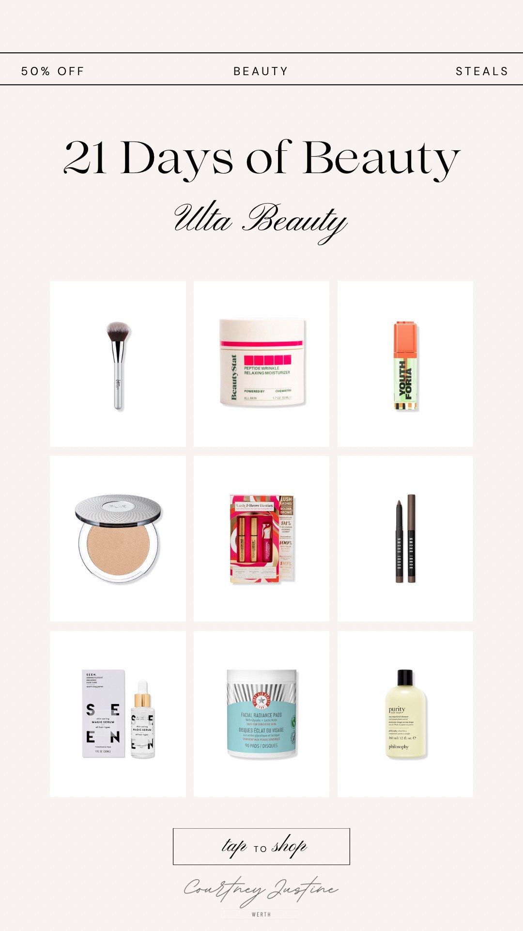 Ulta Beauty / 21 Days of Beauty Event / 50% Off Beauty Steals / Ulta Beauty Sale / Makeup & Skincare Favorites

#LTKSaleAlert #LTKStyleTip #LTKBeauty