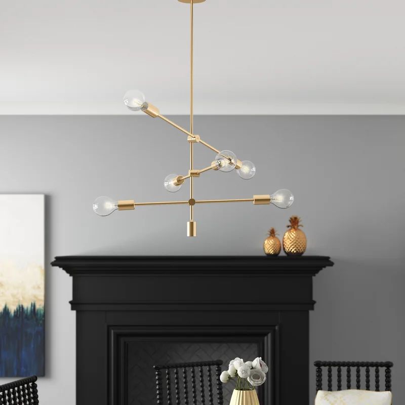 Dycus 6 - Light Sputnik Modern Linear Chandelier | Wayfair Professional