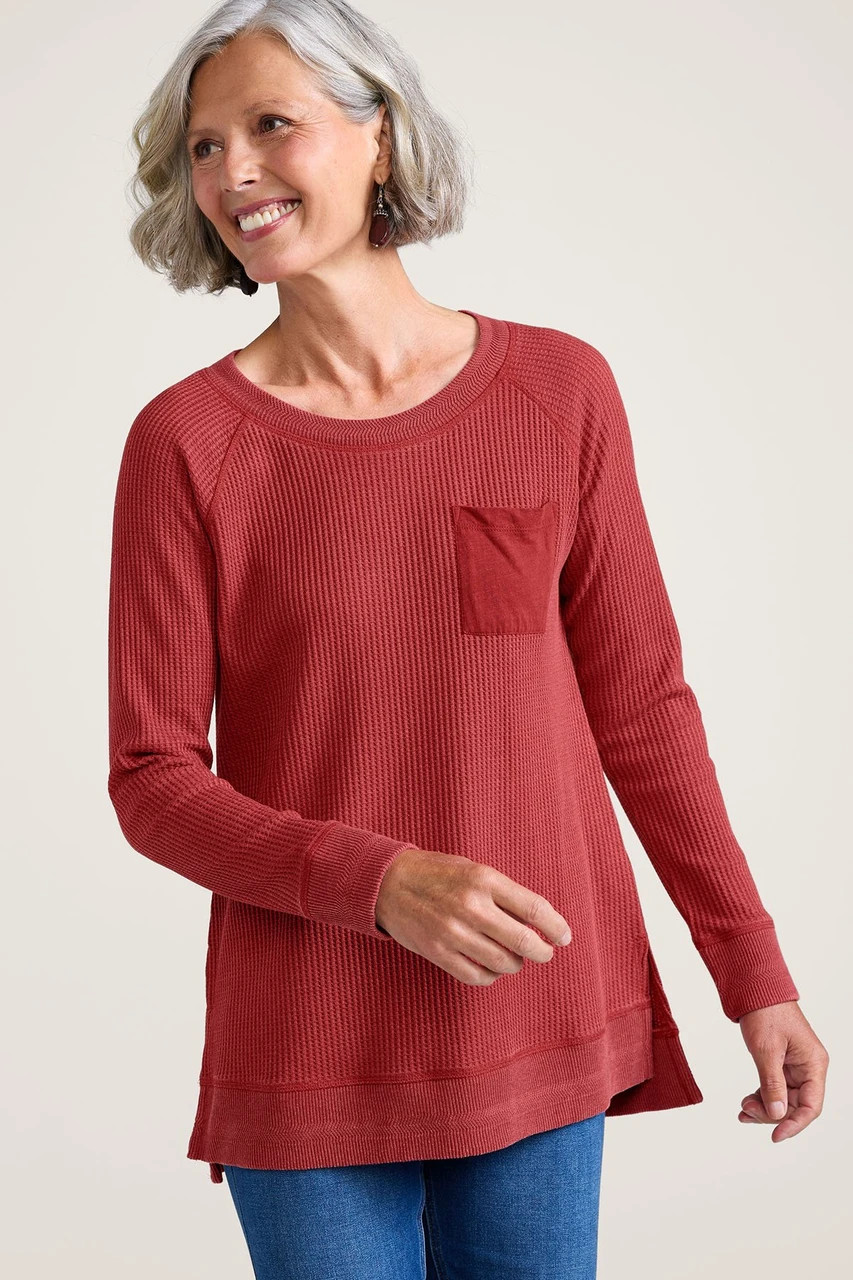 Waffle Knit LS Scoop Neck Tunic | Soft Surroundings