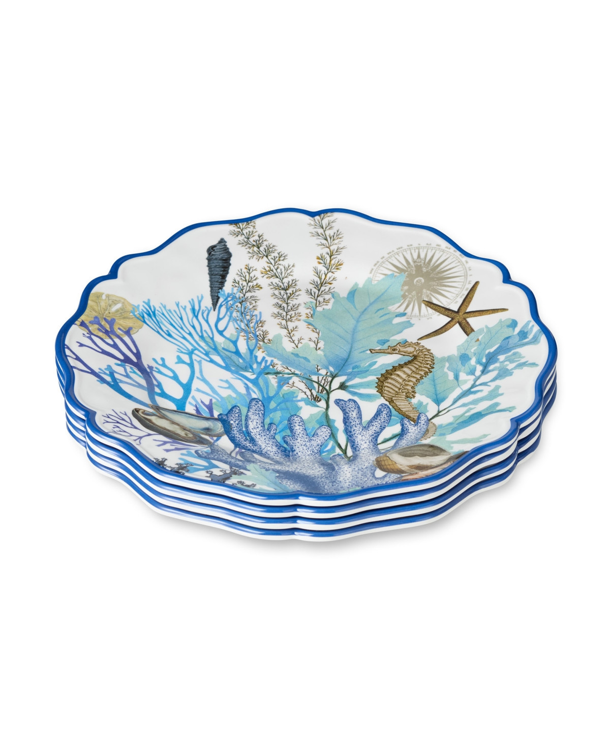 Certified International Blue Lagoon Melamine 4-Pc. Dinner Plates, Service For 4 | Macy's