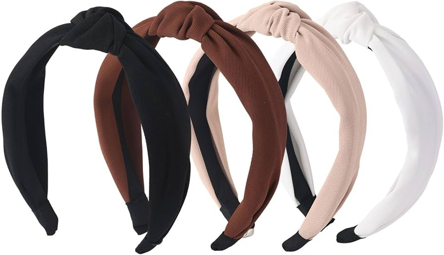 MHDGG 4Pcs Knotted Headbands for Women,Non Slip Wide Head Band Fashion Head Bands Top Knot Headba... | Amazon (US)