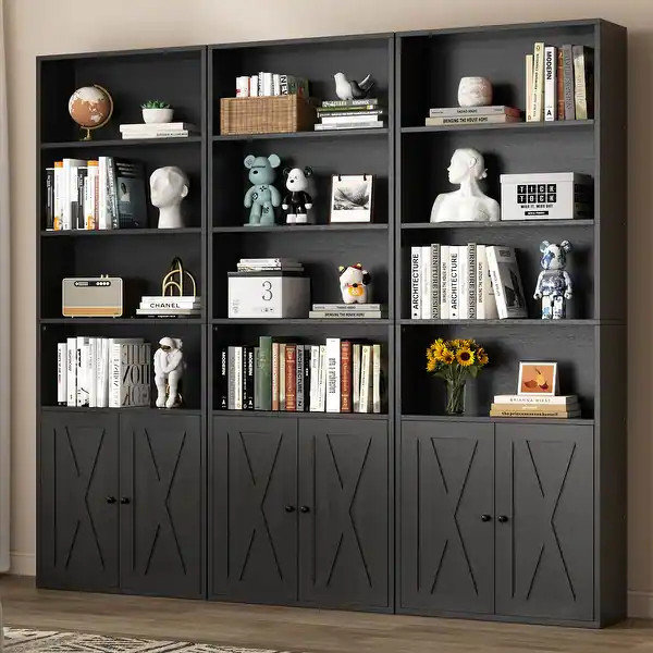 Farmhouse 6-Tier Open Bookcase and Bookshelf with Doors | Bed Bath & Beyond