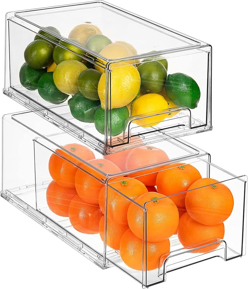 Sorbus Fridge Drawers - Clear Stackable Pull Out Organizer Bins - Food Storage Containers for Kit... | Amazon (US)