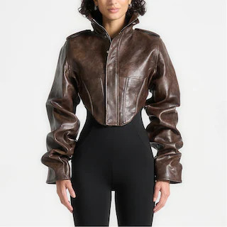 Womens Solange Vintage Leather Corset Jacket | Flannels UK