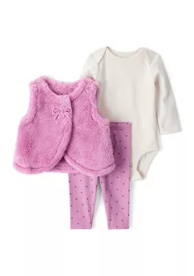 Carter's Baby Girls 3 Piece Vest Set, Purple, Newborn | Belk