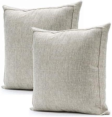 Jepeak Burlap Linen Throw Pillow Covers Cushion Cases, Pack of 2 Farmhouse Modern Decorative Soli... | Amazon (US)
