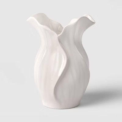 Sculpted Foliage Cream Ceramic Vase - Threshold™ | Target
