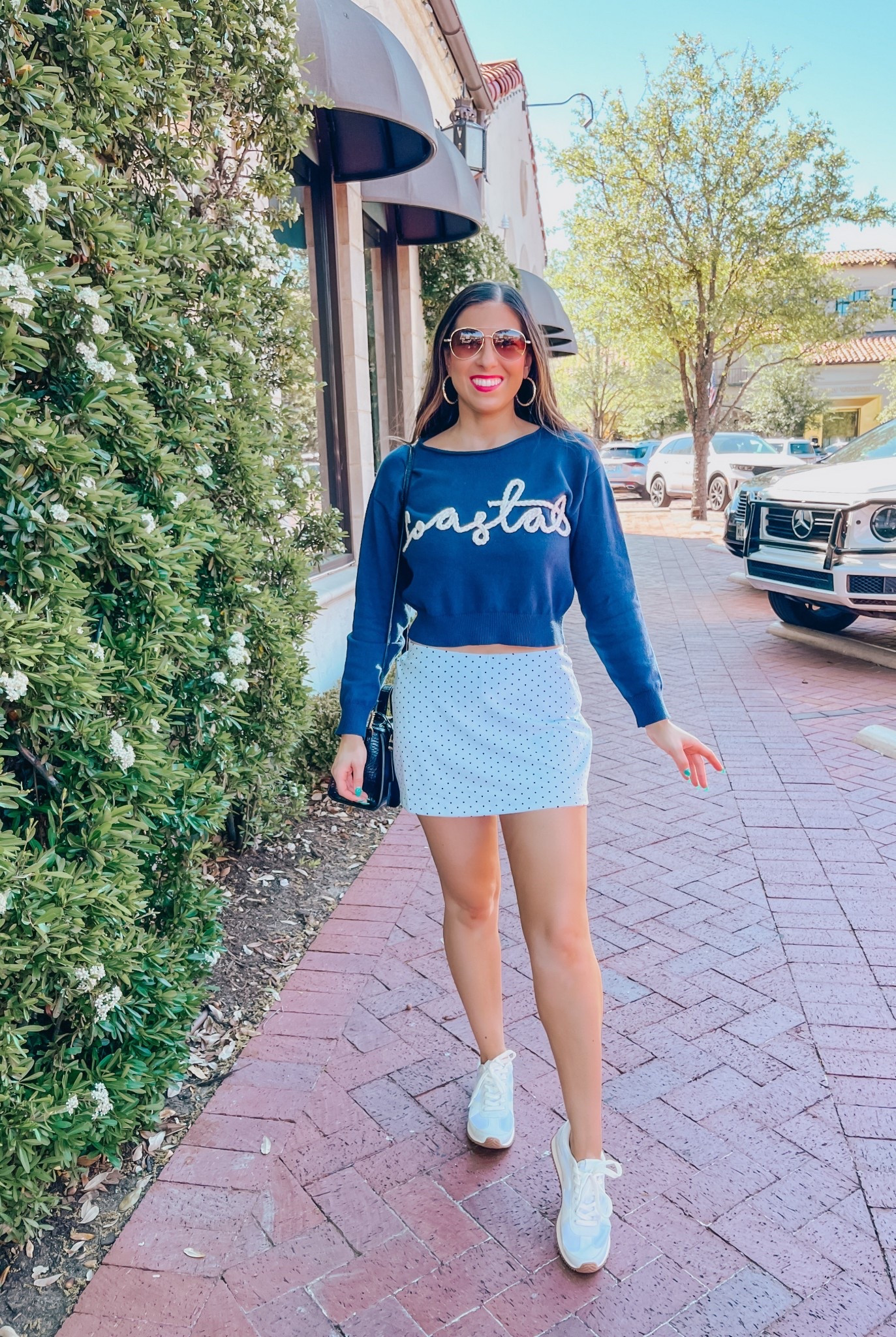 Cropped sweater that says “Costal” with a fun blue polka dot skort. Wearing size Small in the blue skort. Both from Target Style 💙



#LTKSeasonal #LTKootd #LTKTravel