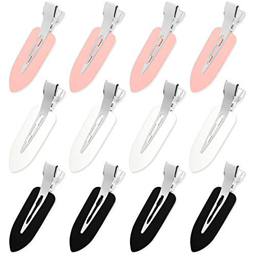 No Crease Hair Clips, 12Pcs No Bend Hair Clips Makeup Flat Hair Clips for Styling Sleeping Makeup Ap | Amazon (US)