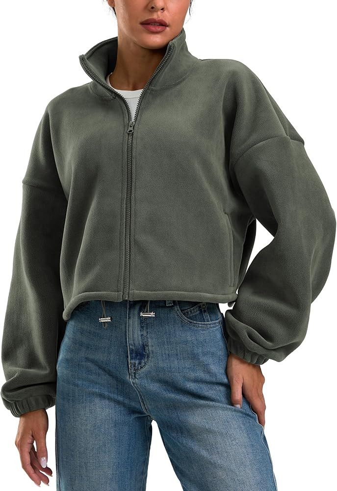 Soothfeel Women's Fleece Cropped Jacket Zip Up Sweatshirt Short Coat Sherpa Jackets for Women Fal... | Amazon (US)