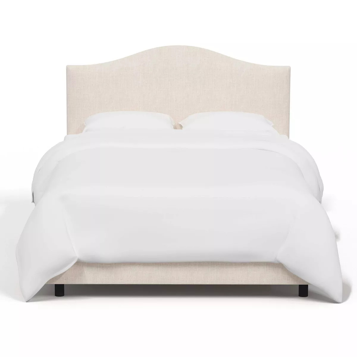 Skyline Furniture Full Janeth Curved Bed Linen Talc: Elegant Upholstered Frame, Pine & Polyester ... | Target