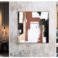 Large Modern Art - Brown Abstract Painting, Urban Loft Wall 48x48 Artwork | Etsy (US)