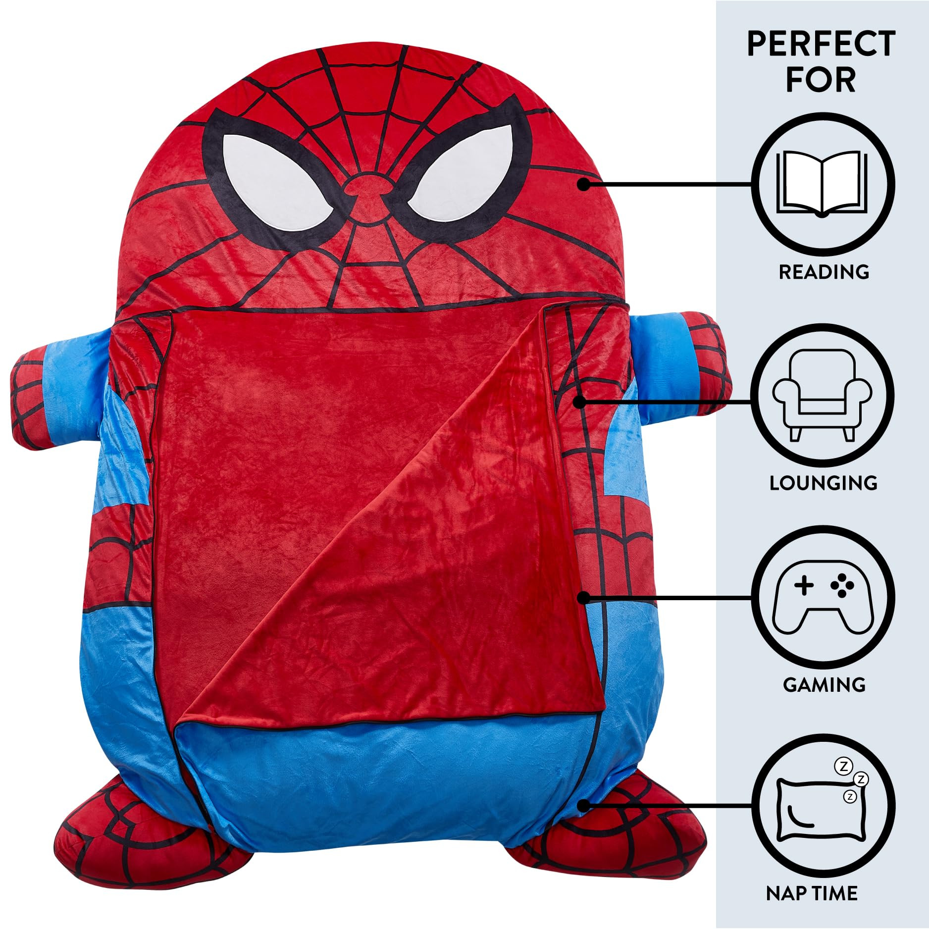 Marvel Spiderman Oversized Floor Lounger for Kids,Soft Plush Chair with Pillow and Cushion,Comfor... | Amazon (US)