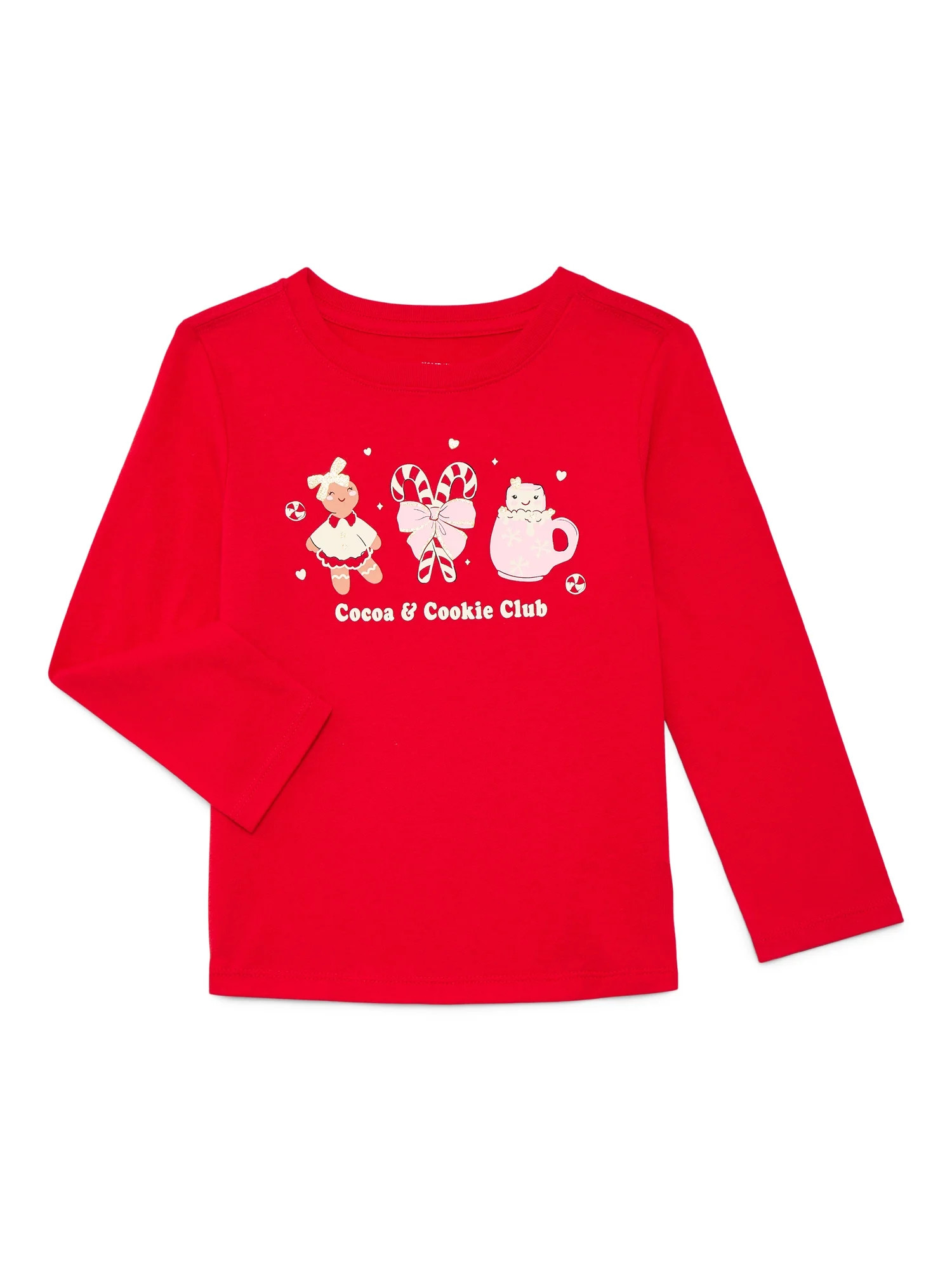 Holiday Time Toddler Boys or Girls Christmas Tee with Long Sleeves, Sizes 12M-5T | Walmart (US)