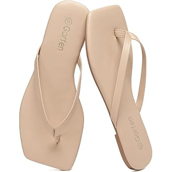 Flip Flops for Women Comfortable Square Toe Casual Beach Sandals Summer Outdoor and Everyday Wear | Amazon (US)