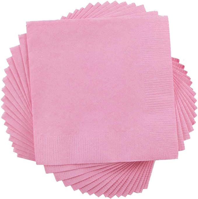 JAM Paper Small Beverage Napkins - 5" x 5" - Baby Pink - 50/Pack | Amazon (US)