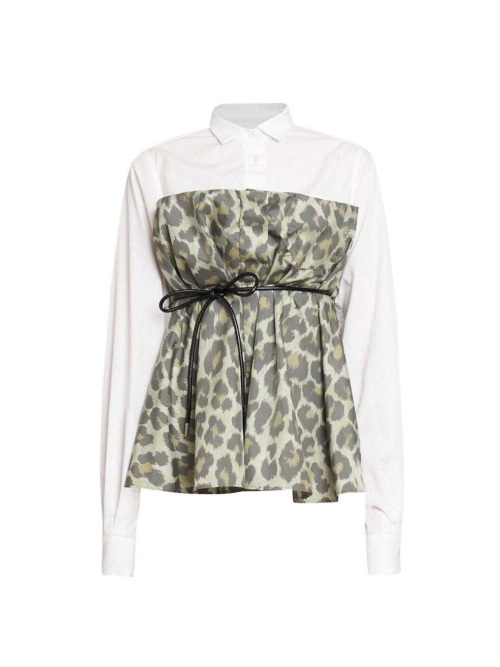 Sacai Leopard Print Belted Shirt | Saks Fifth Avenue