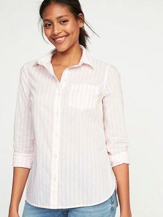 Old Navy Womens Relaxed Classic Shirt For Women Pink Stripe Size L | Old Navy US