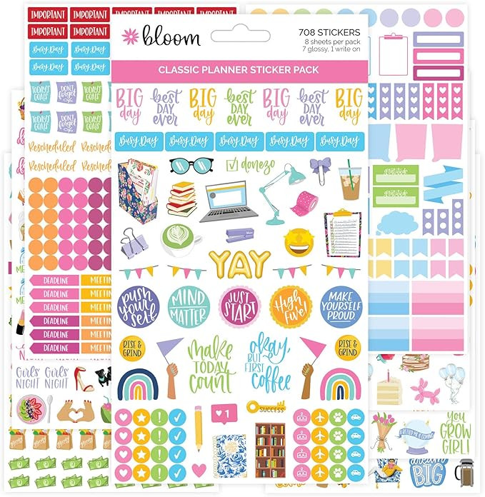bloom daily planners Newly Improved Classic Planner Sticker Sheets - Variety Sticker Pack for Dec... | Amazon (US)