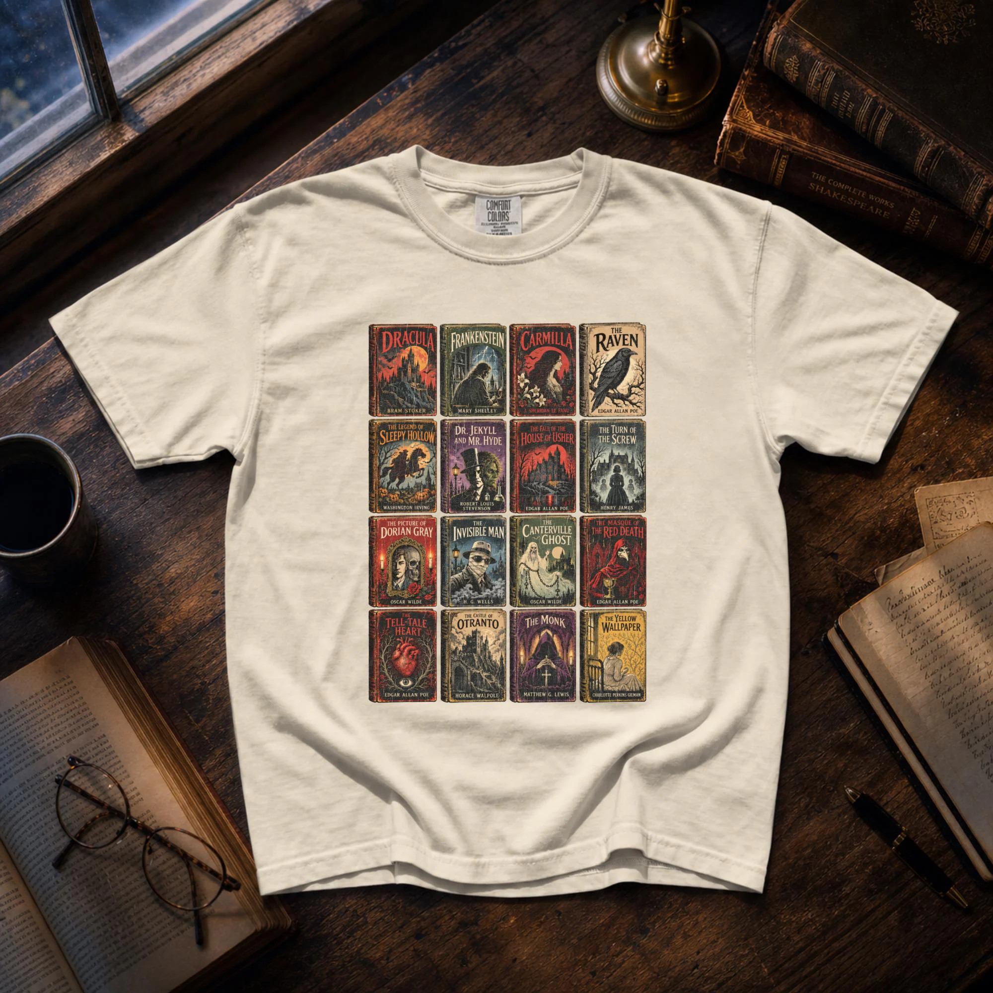 Vintage Horror Books Shirt, Comfort Colors Gothic Literature Tee, Classic Horror Book Lover Halloween Reading T-Shirt, Dark Academia Tee | Etsy (Global)
