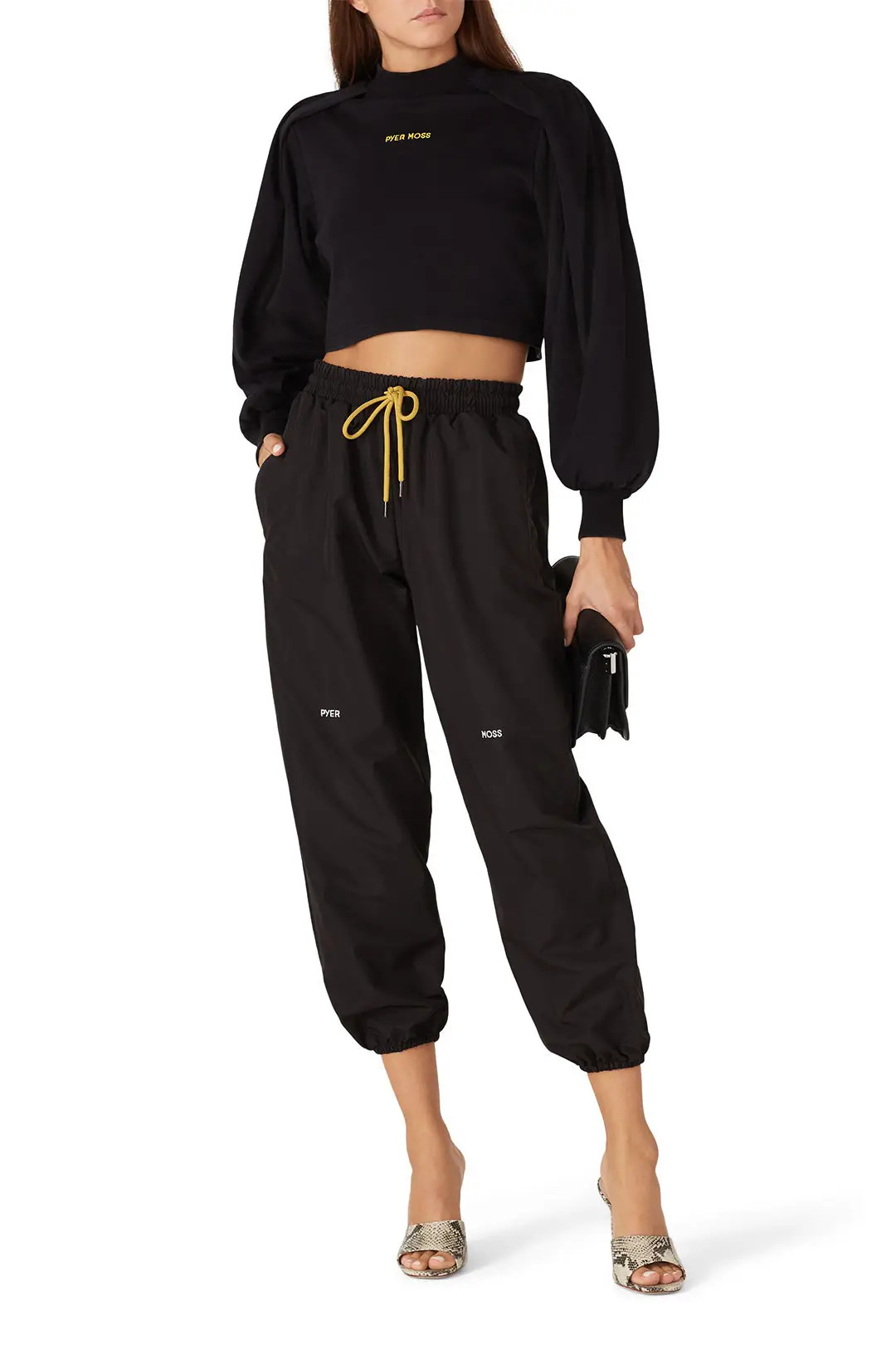 Pyer Moss Long Wrap Sleeve Cropped Pullover | Rent The Runway