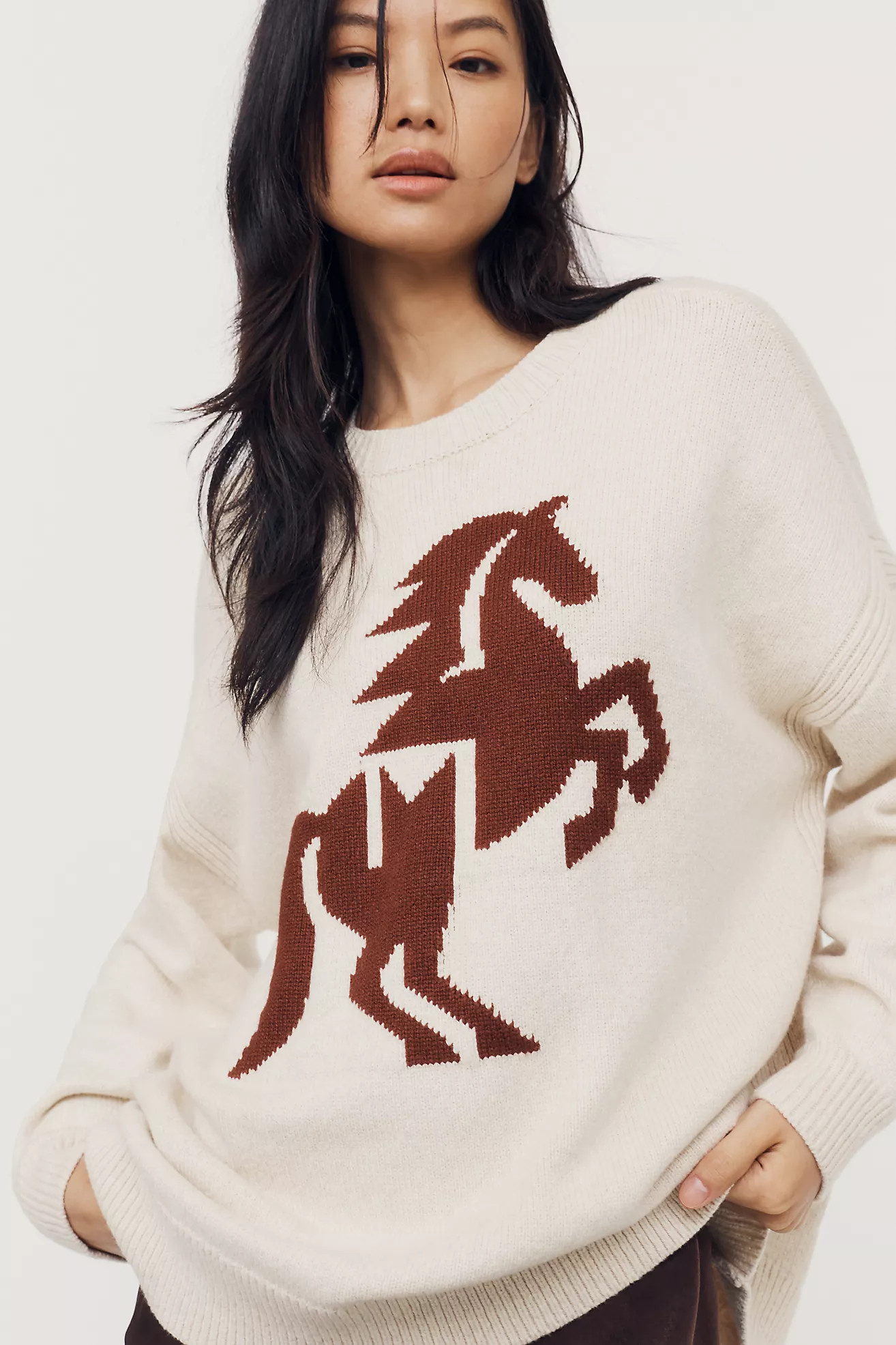 Maeve Oversized Graphic Crew-Neck Sweater | Anthropologie (US)