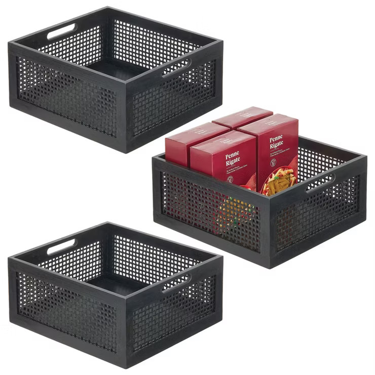 mDesign Home Sort Medium Pine Wooden Crate Storage Organizer Bin | Target