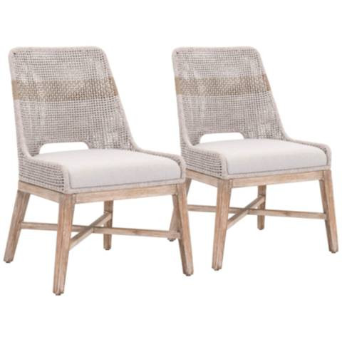 Tapestry Taupe and Gray Flat Rope Dining Chairs Set of 2 | LampsPlus.com