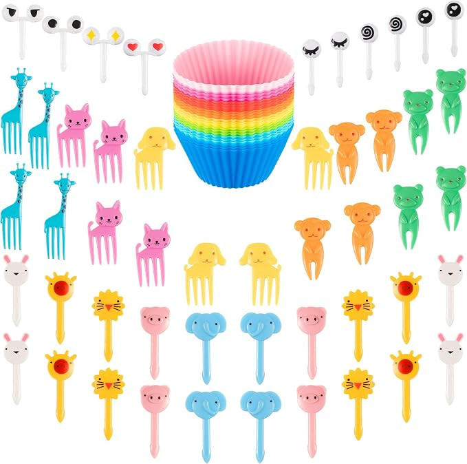 Tticai 50 Pieces Animal Food Picks for Kids Mini Cartoon Toothpick Lunch Bento Box Picks Cute Ani... | Amazon (US)