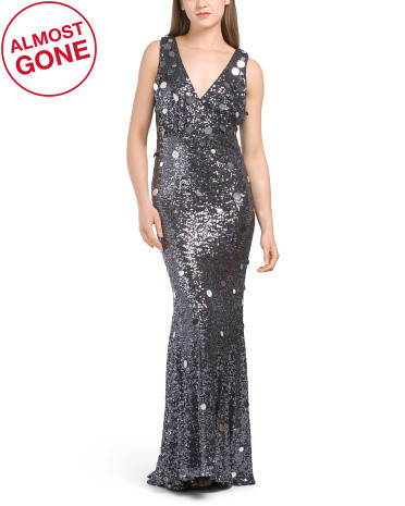 V-neck Sequin Pailette Gown | TJ Maxx