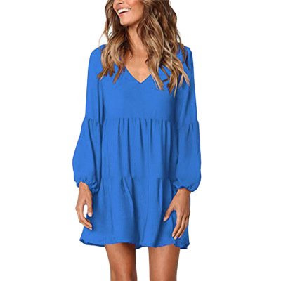 Women Tunic Dress V Neck Casual Loose Flowy Swing Shift Dresses - Walmart.com | Walmart (US)