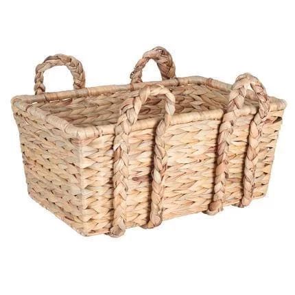 Household Essentials Large Rectangular Floor Storage Basket with Braided Handles, Light Brown - W... | Walmart (US)