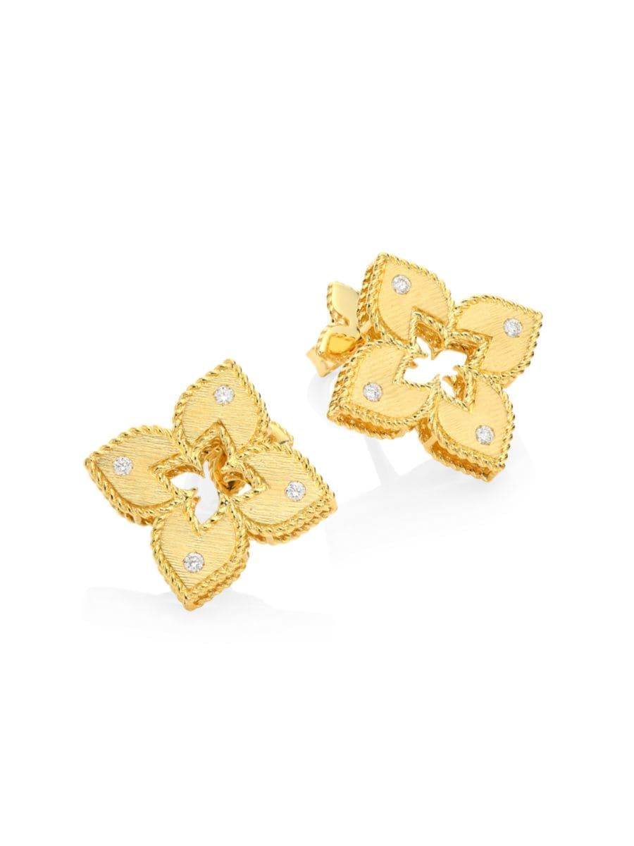Venetian Princess 18K Yellow Gold & Diamond Stud Earrings | Saks Fifth Avenue