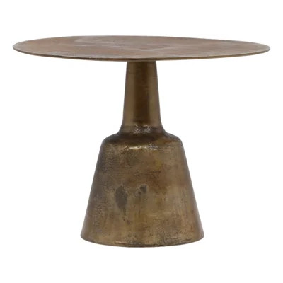 Golbez 32-Inch Round Aluminum Antique Brass Finished Pedestal Base Bistrotable | Perigold
