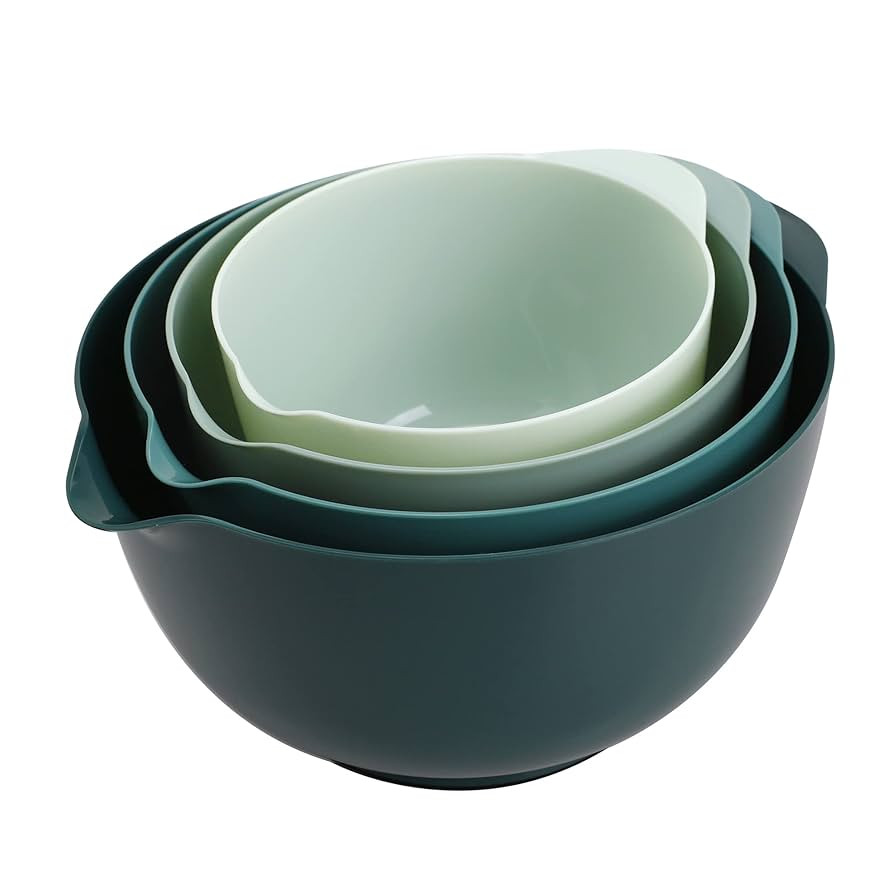 BoxedHome Green Ombre Nesting Plastic Mixing Bowl Set With Pour Spout, Microwave and Dishwasher S... | Amazon (US)