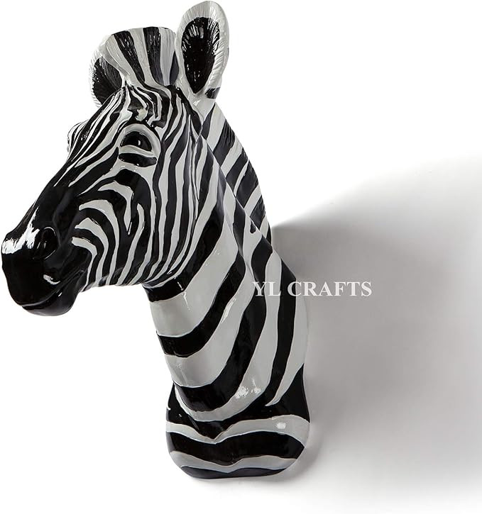 Resin Zebra Head Sculpture Animal Pinto Wall Art for Home Decor (Black & White) | Amazon (US)